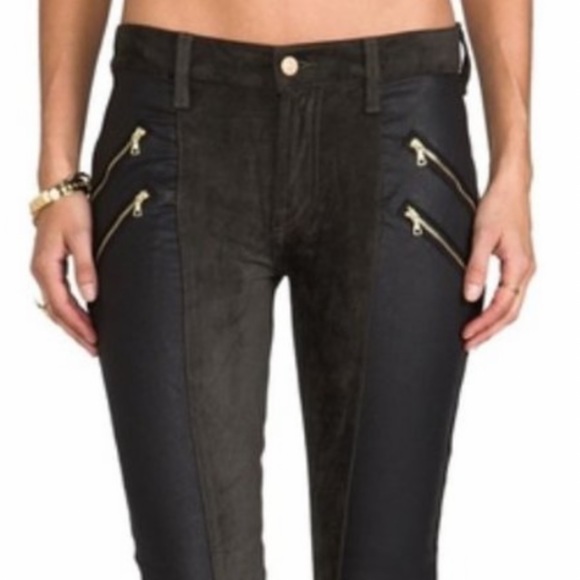 7 for all mankind faux leather & suede jegging pants - Picture 2 of 9